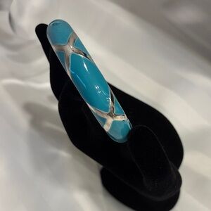 Elegant Silver and Teal Blue Women's Bracelet
